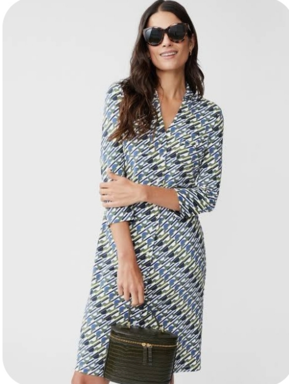 J. McLaughlin Brynn Lyford Jersey Knit Geo Print Shirtdress